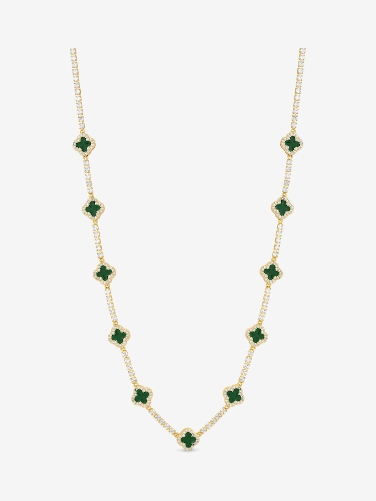 Jon Richard Gold Plated and Emerald Clover Necklace - Image 1 of 4 Jon Richard Gold Plated and Emerald Clover Necklace - Image 1 of 4