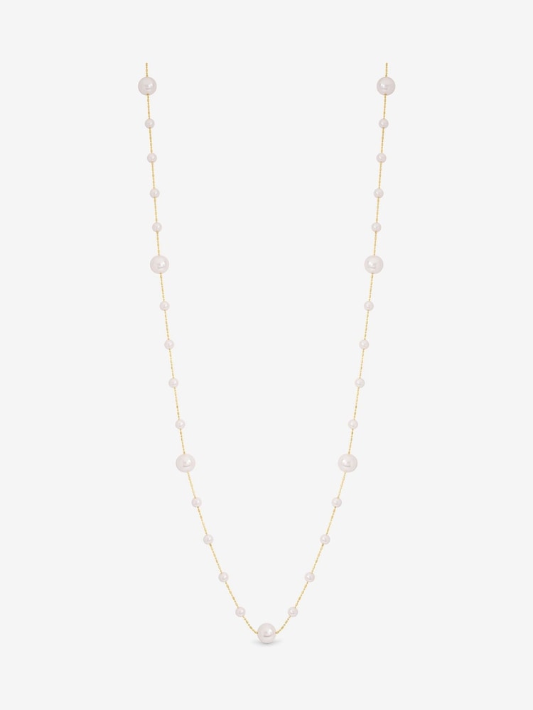 Jon Richard Gold Plated Mixed Pearl and Chain Rope Necklace - Image 1 of 2 Jon Richard Gold Plated Mixed Pearl and Chain Rope Necklace - Image 1 of 2