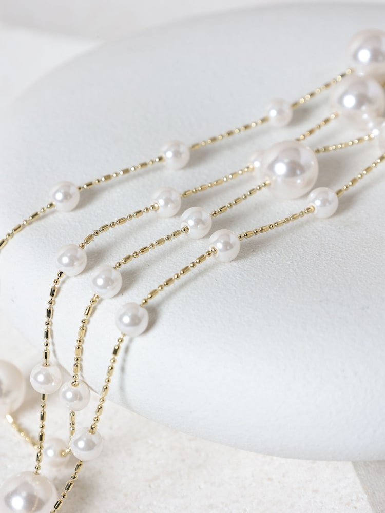 Jon Richard Gold Plated Mixed Pearl and Chain Rope Necklace - Image 2 of 2