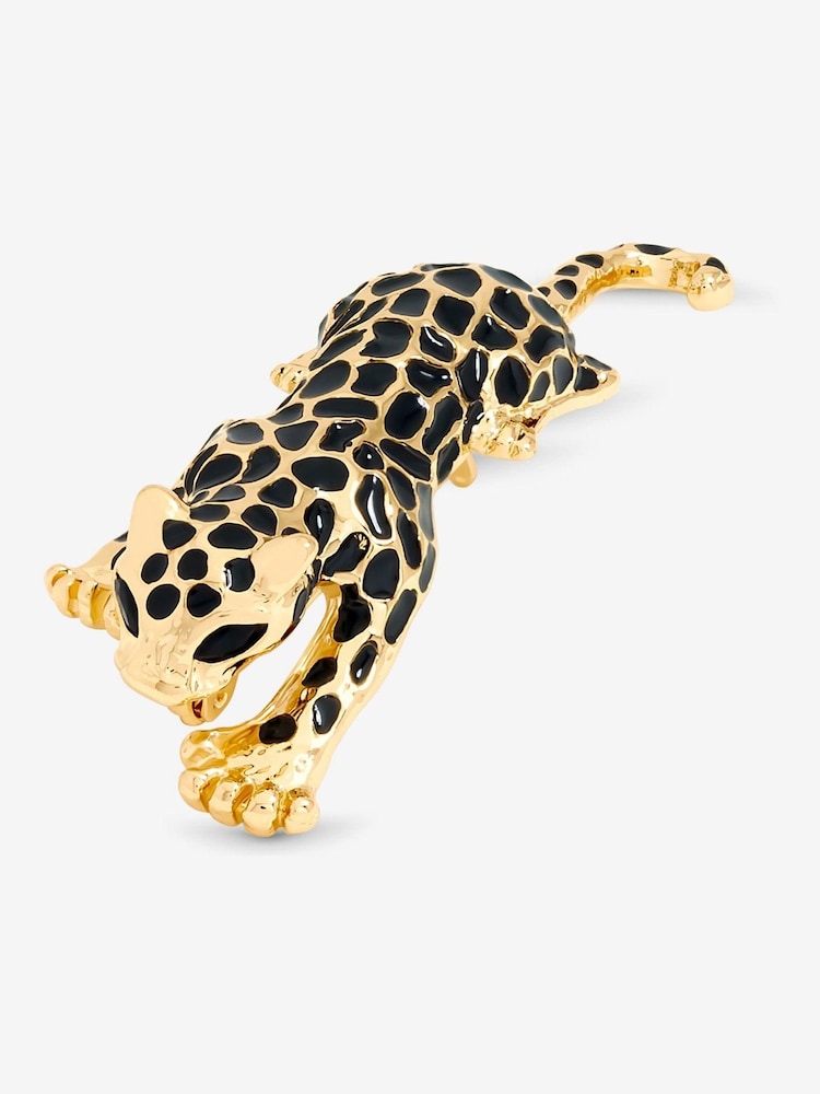 Jon Richard Gold Plated and Jet Lepoard Brooch - Gift Box - Image 2 of 4