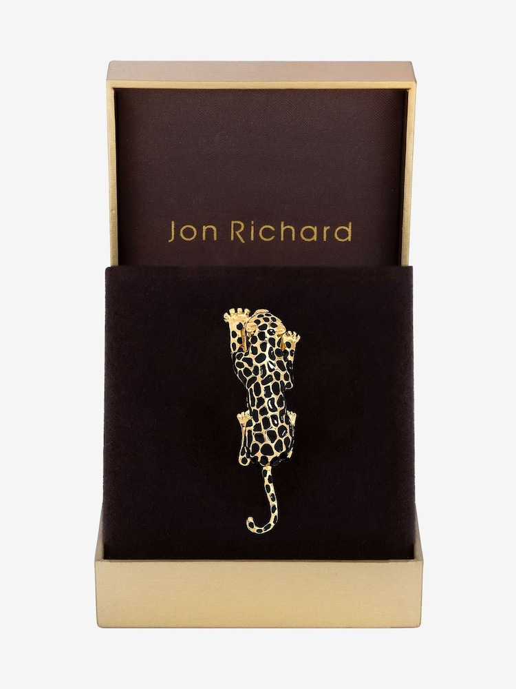 Jon Richard Gold Plated and Jet Lepoard Brooch - Gift Box - Image 4 of 4