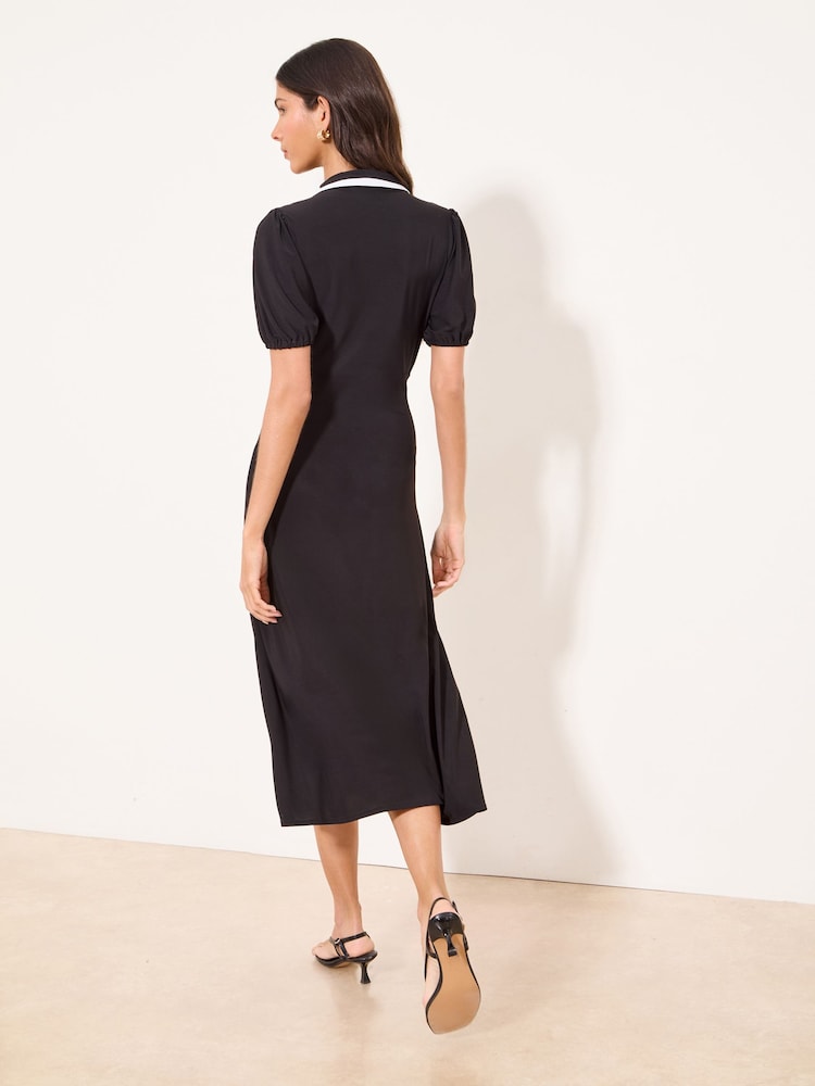 Lipsy White Puff Sleeve Tipped Midi Dress - Image 4 of 4 Lipsy White Puff Sleeve Tipped Midi Dress - Image 4 of 4