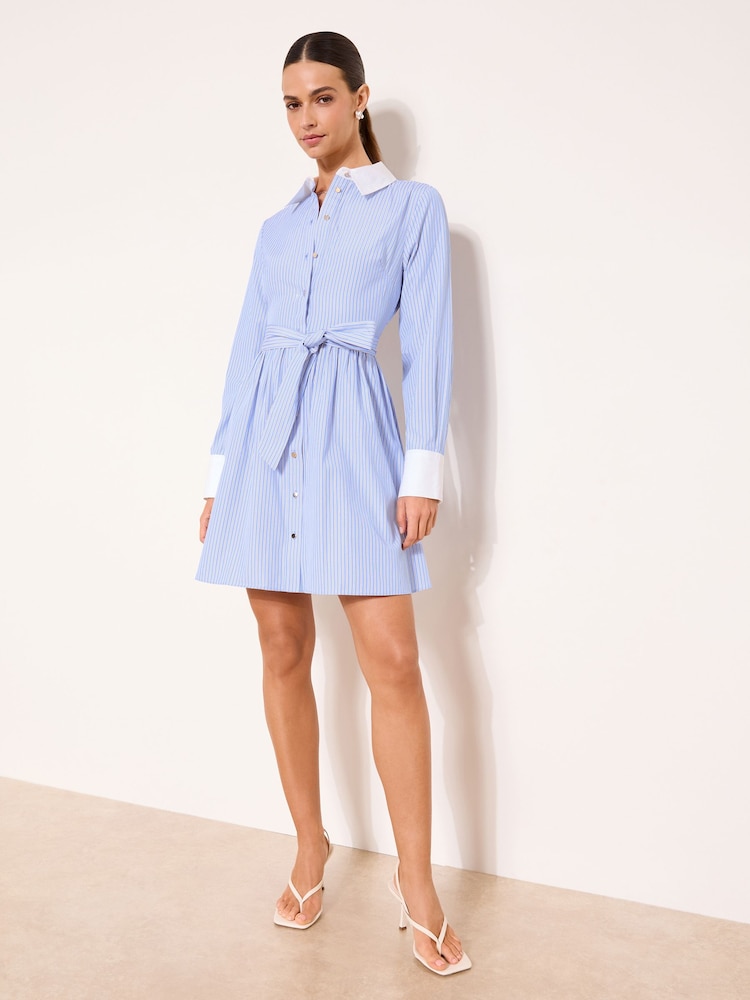 Lipsy Poplin Stripe Mini Shirt Dress - Imaginea 1 din 4
