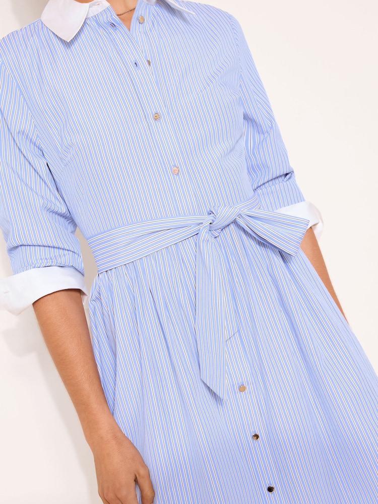 Lipsy Poplin Stripe Mini Shirt Dress - Imaginea 4 din 4