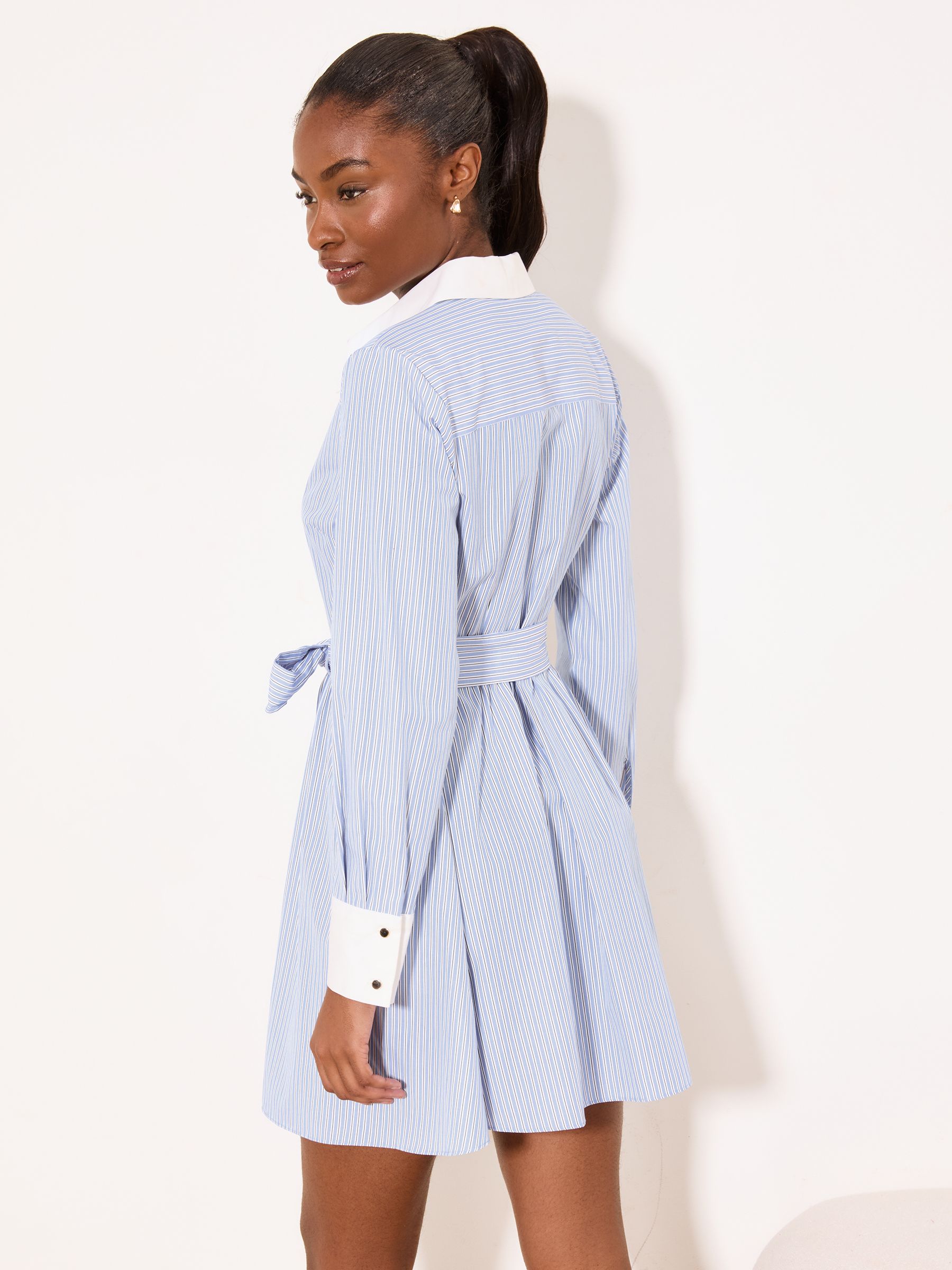 Buy Lipsy Blue Poplin Stripe Mini Shirt Dress from Next USA