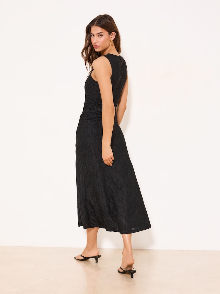 Lipsy Black Textured Jersey Midi Dress - Image 4 of 4