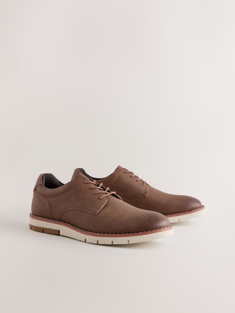 Tan Brown Comfort Wedge Derby Shoes - Image 1 of 5