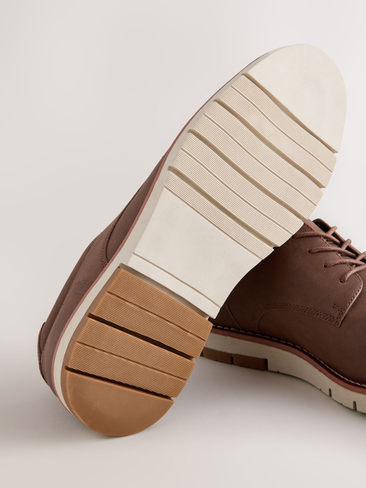 Tan Brown Comfort Wedge Derby Shoes - Image 5 of 5