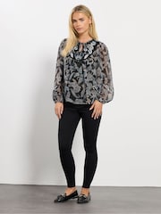 M&Co Blue Petite Embroidered Boho Blouse - Image 2 of 5