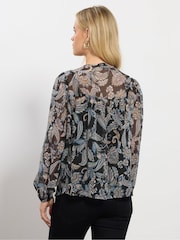 M&Co Blue Petite Embroidered Boho Blouse - Image 3 of 5