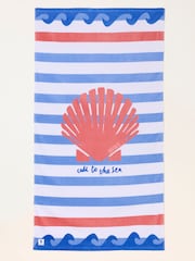 FatFace Light Blue MCS Shell Stripe Beach Towel - Image 1 of 2