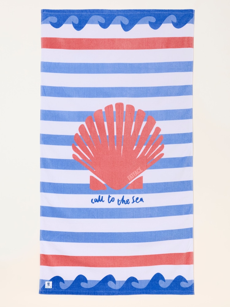 FatFace Light Blue MCS Shell Stripe Beach Towel - Image 1 of 2