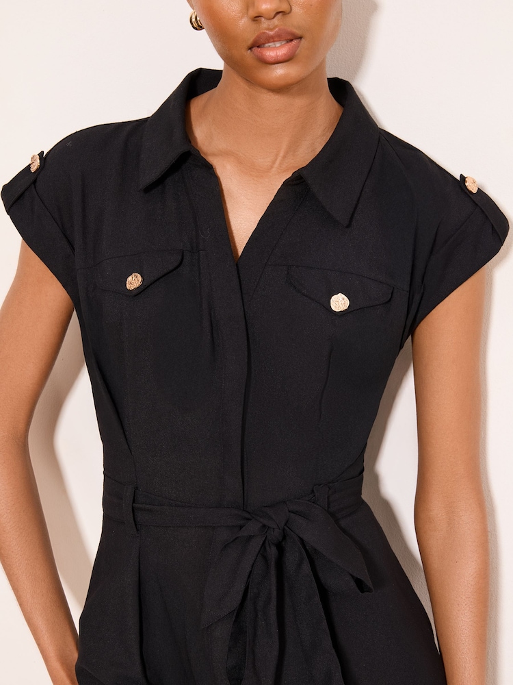 Lipsy Black Midi Shirt Dress - Image 2 of 5 Lipsy Black Midi Shirt Dress - Image 2 of 5