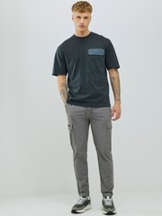 River Island Grey Skinny Fit Stretch Cargo Trousers - Image 1 of 4