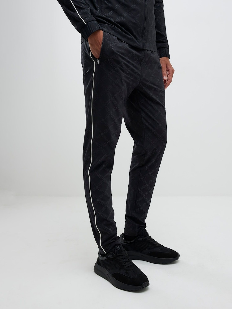 River Island Black Monogram Piped Skinny Joggers - Image 1 of 4