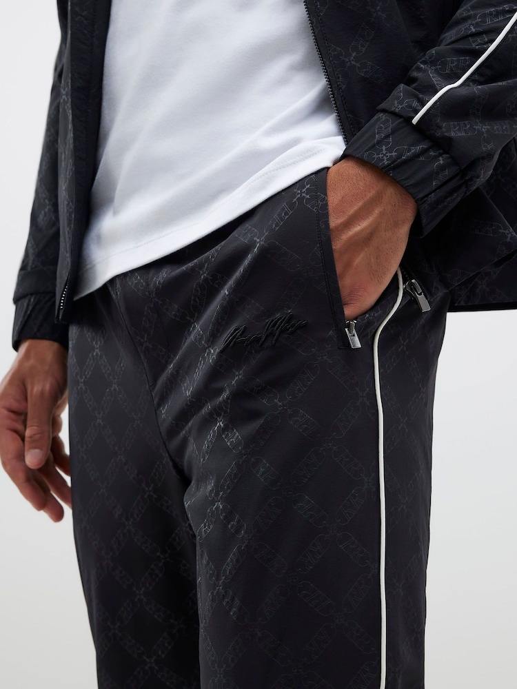 River Island Black Monogram Piped Skinny Joggers - Image 4 of 4