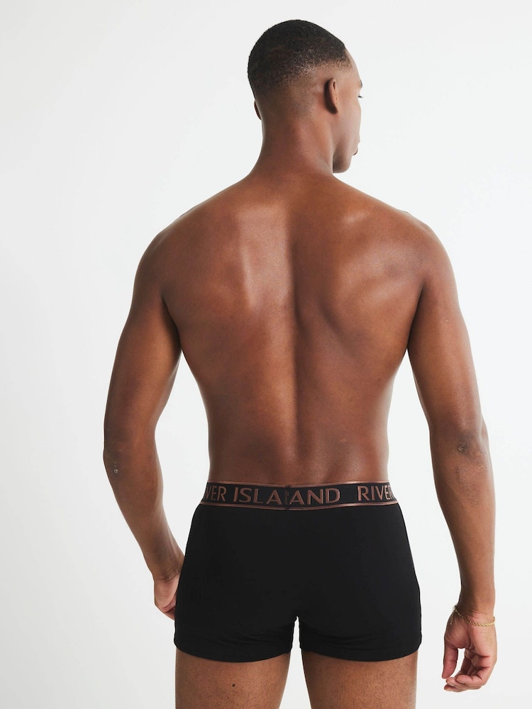 River Island Black Metallic Waist Band Trunks 5 Pack - Image 3 of 3