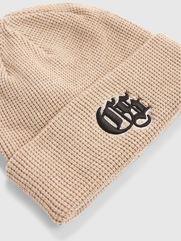 River Island Natural Gothic Waffle Beanie - Image 3 of 3