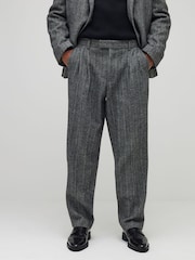River Island Grey Relaxed Fit Herringbone Tailored Trousers - Image 3 of 4