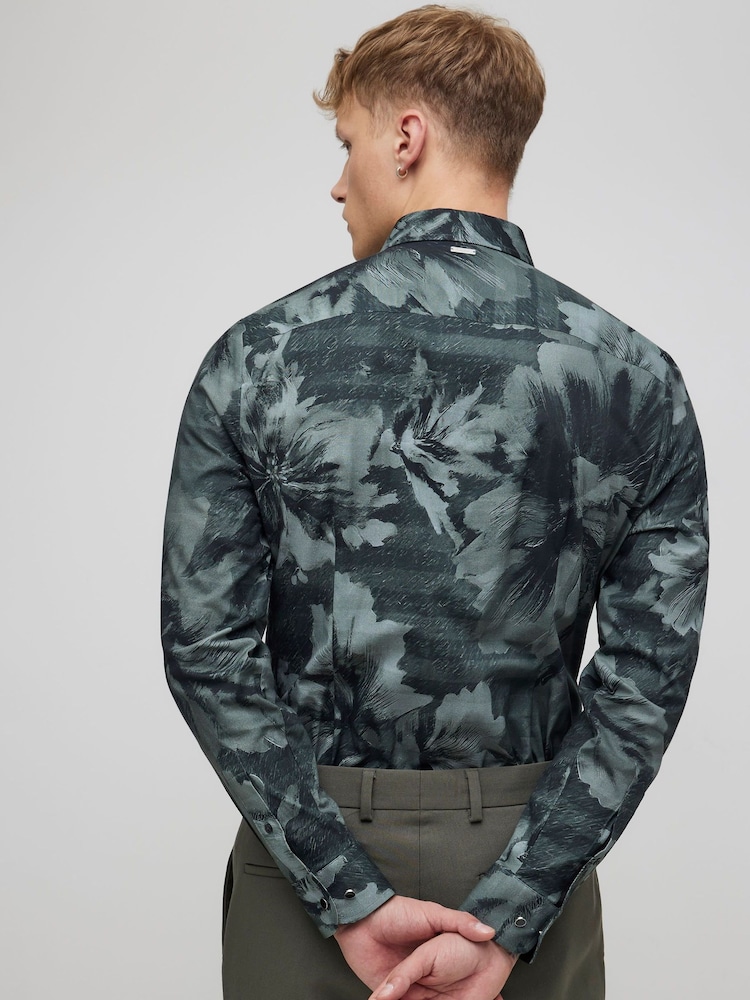 River Island Muscle Fit Floral Shirt - صورة 4 من 4