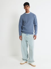 River Island Blue Slim Fit Ribbed Crew Neck Jumper - Image 1 of 4