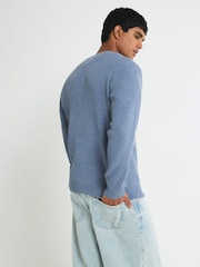 River Island Blue Slim Fit Ribbed Crew Neck Jumper - Image 3 of 4