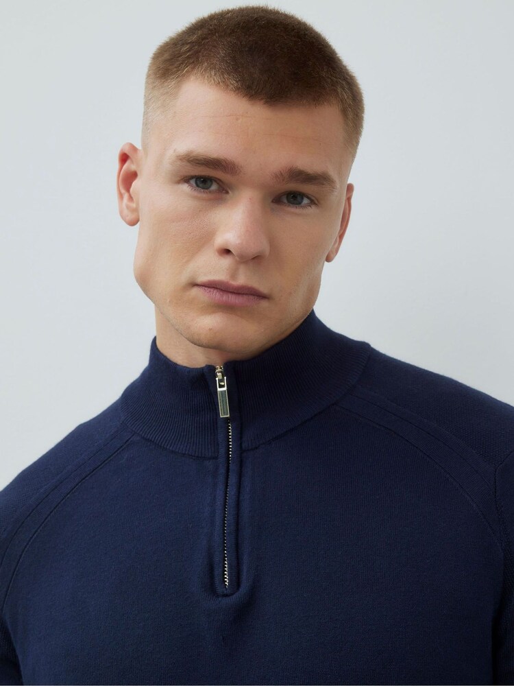 River Island Blue Slim Fit Viscose Half Zip Jumper - Image 4 of 4