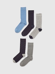 River Island Grey Smart Spot 5 Pack Socks - Image 1 of 3