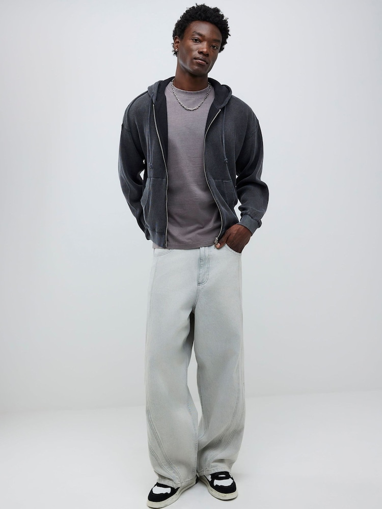 River Island Oversized Washed Waffle Hoodie - صورة 1 من 4