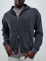 River Island Oversized Washed Waffle Hoodie - صورة 3 من 4