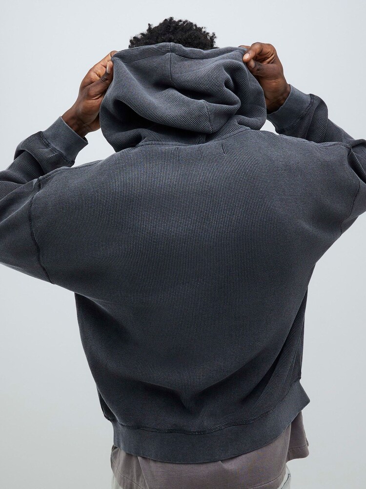 River Island Oversized Washed Waffle Hoodie - صورة 4 من 4