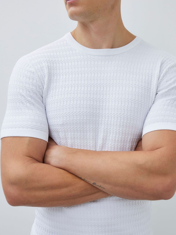 River Island Short Sleeve Muscle Fit Knitted T-Shirt - Imagem 4 de 4