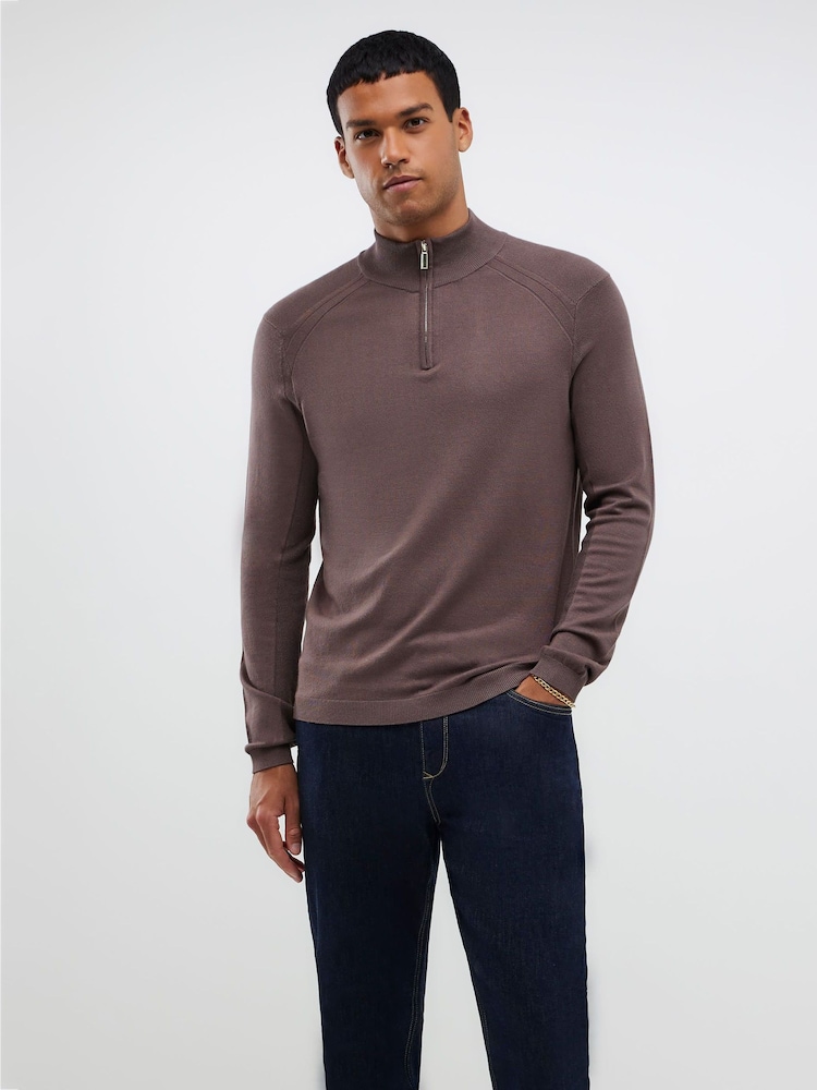 River Island Slim Fit Viscose Half Zip Jumper - Imagem 2 de 4