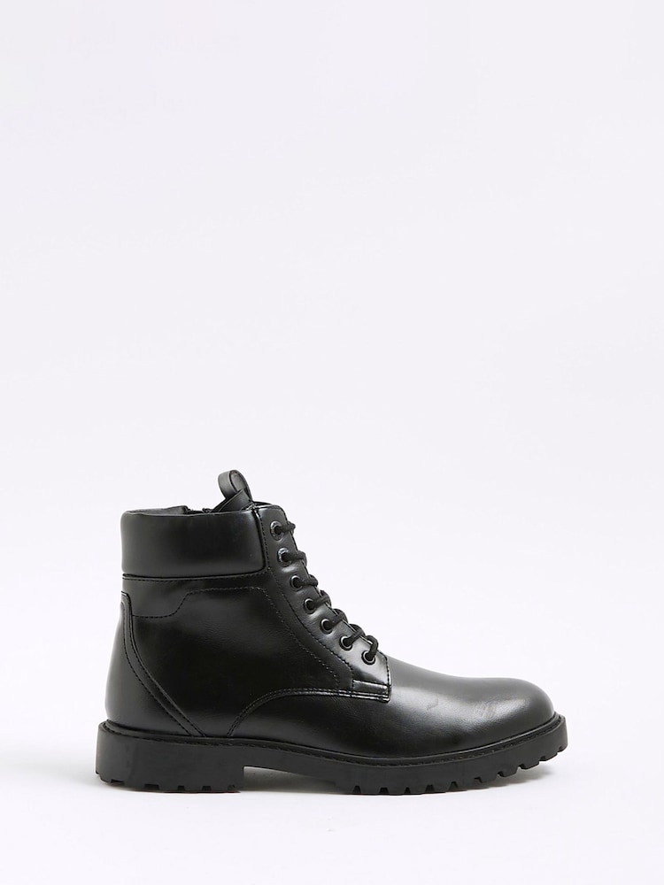 River Island Black Padded Collar Boots - Image 1 of 5
