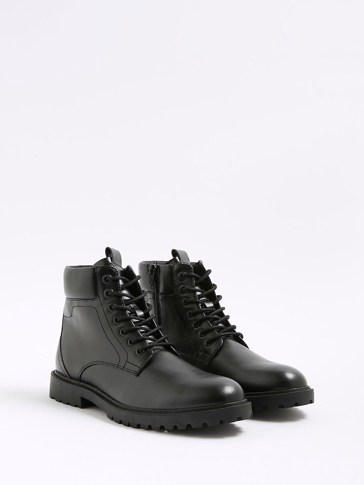 River Island Black Padded Collar Boots - Image 2 of 5
