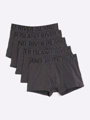 River Island Grey Jacquard Waist Band Trunks 5 Pack - Image 1 of 1