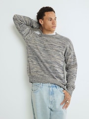 River Island Blue Relaxed Fit Space Dye Jumper - Image 1 of 4
