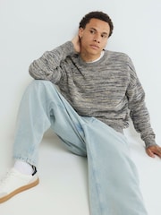 River Island Blue Relaxed Fit Space Dye Jumper - Image 3 of 4