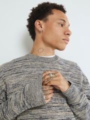 River Island Blue Relaxed Fit Space Dye Jumper - Image 4 of 4