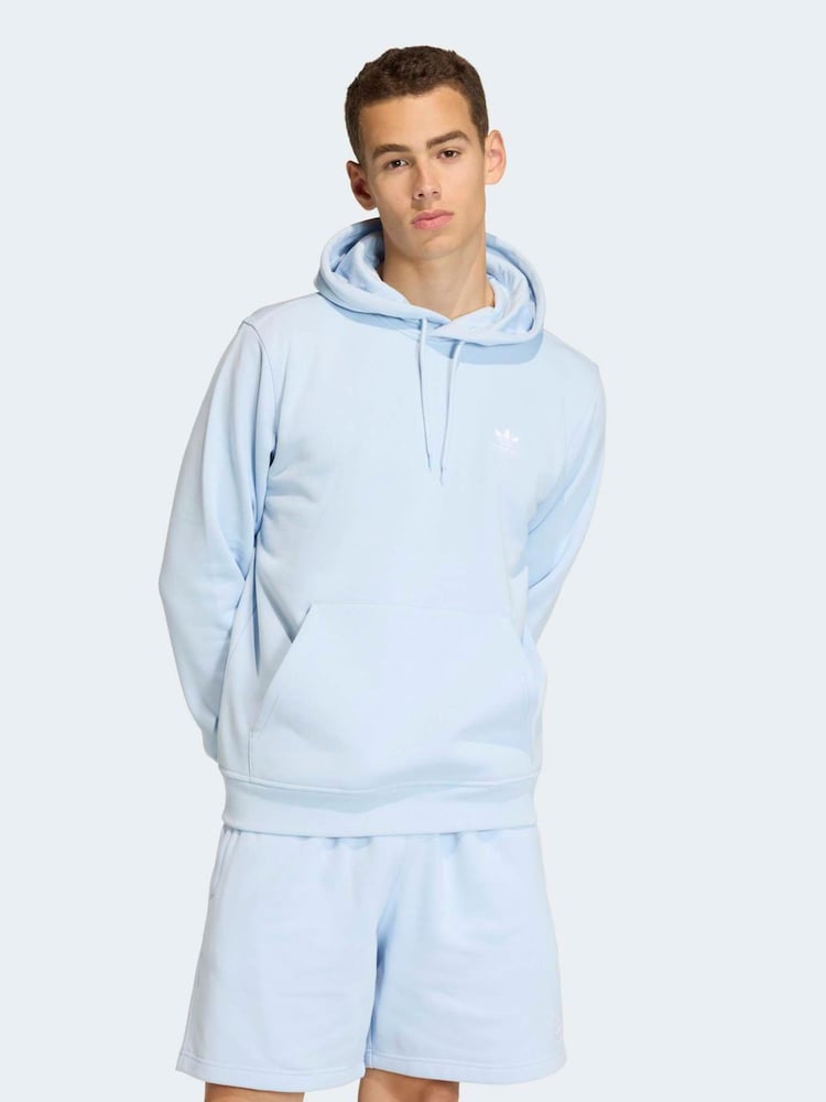 Hellblau - adidas Originals Essentials Kapuzensweatshirt mit Dreiblatt - Bild 1 von 6