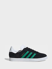 adidas Originals Black/Green Gazelle Trainers - Image 1 of 9