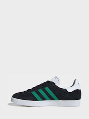 adidas Originals Black/Green Gazelle Trainers - Image 2 of 9