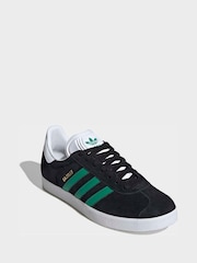 adidas Originals Black/Green Gazelle Trainers - Image 3 of 9