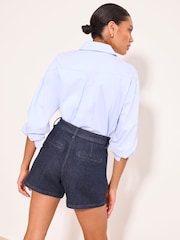 Lipsy Rinse Blue Wash Denim Belted Shorts - Image 5 of 5