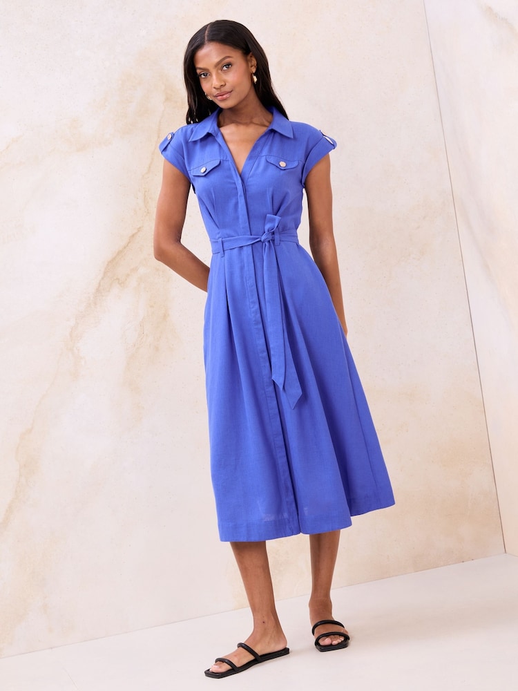 Lipsy Cobalt Blue Striped Midi Shirt Dress - Image 4 of 4 Lipsy Cobalt Blue Striped Midi Shirt Dress - Image 4 of 4