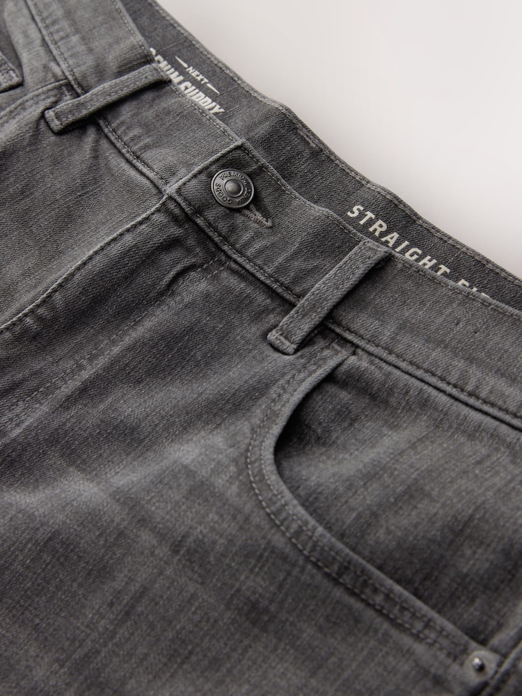 Light Grey Crosshatch Single Straight Fit Classic Stretch Jeans - Image 2 of 4 Light Grey Crosshatch Single Straight Fit Classic Stretch Jeans - Image 2 of 4