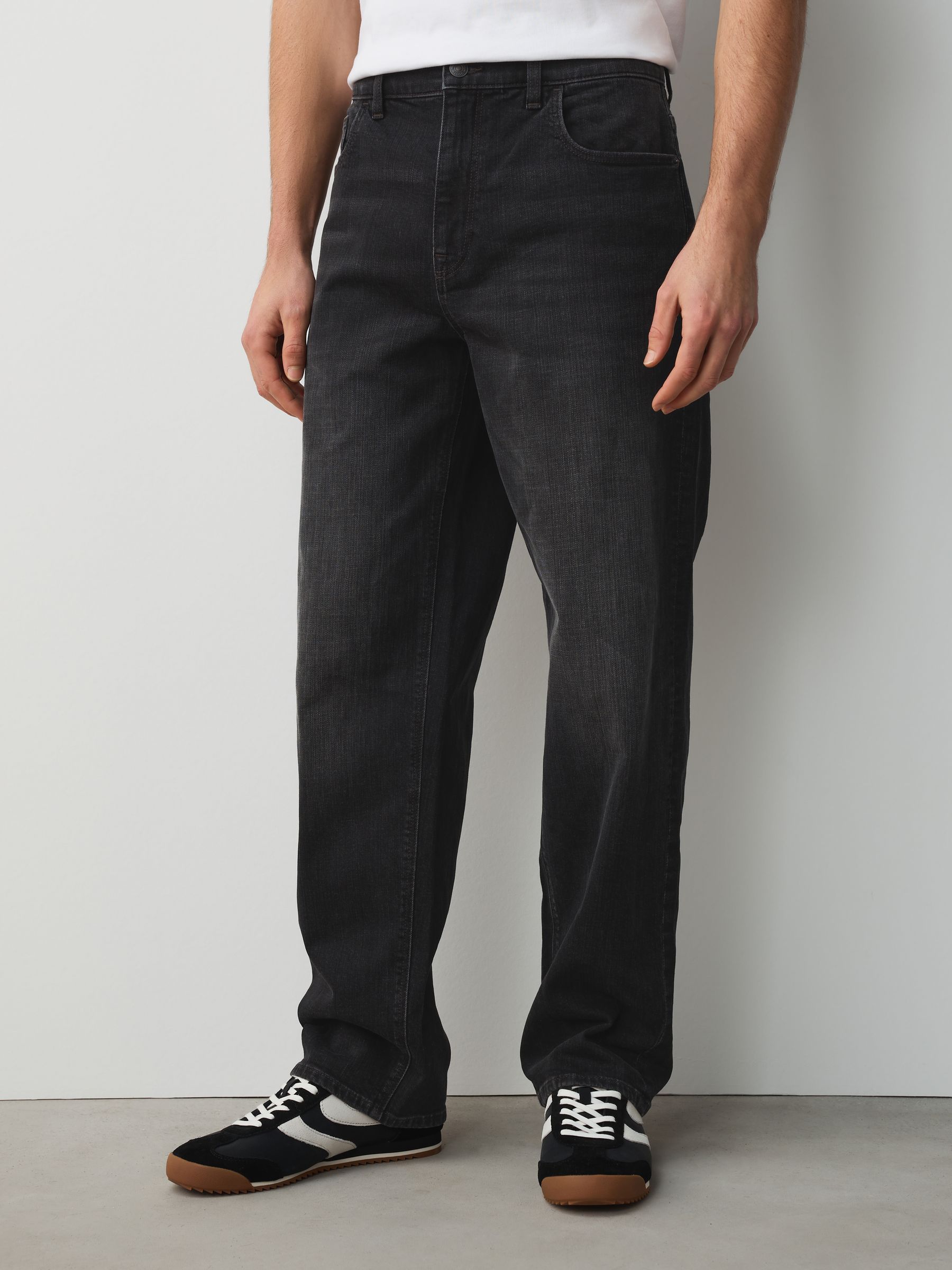 Buy Washed Black Crosshatch Relaxed Fit Classic Stretch Jeans from