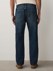 Mid Blue Crosshatch Straight Fit Classic Stretch Jeans - Image 5 of 5