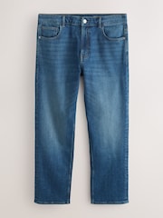Mid Blue Crosshatch Straight Fit Straight Fit Classic Stretch Jeans - Image 6 of 10