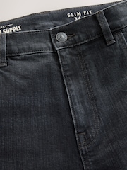 Լվացված սև խաչաձև գծապատկեր - Սովորական - Նուրբ դասական ձգվող ջինսեր - Պատկեր 6 7-ից